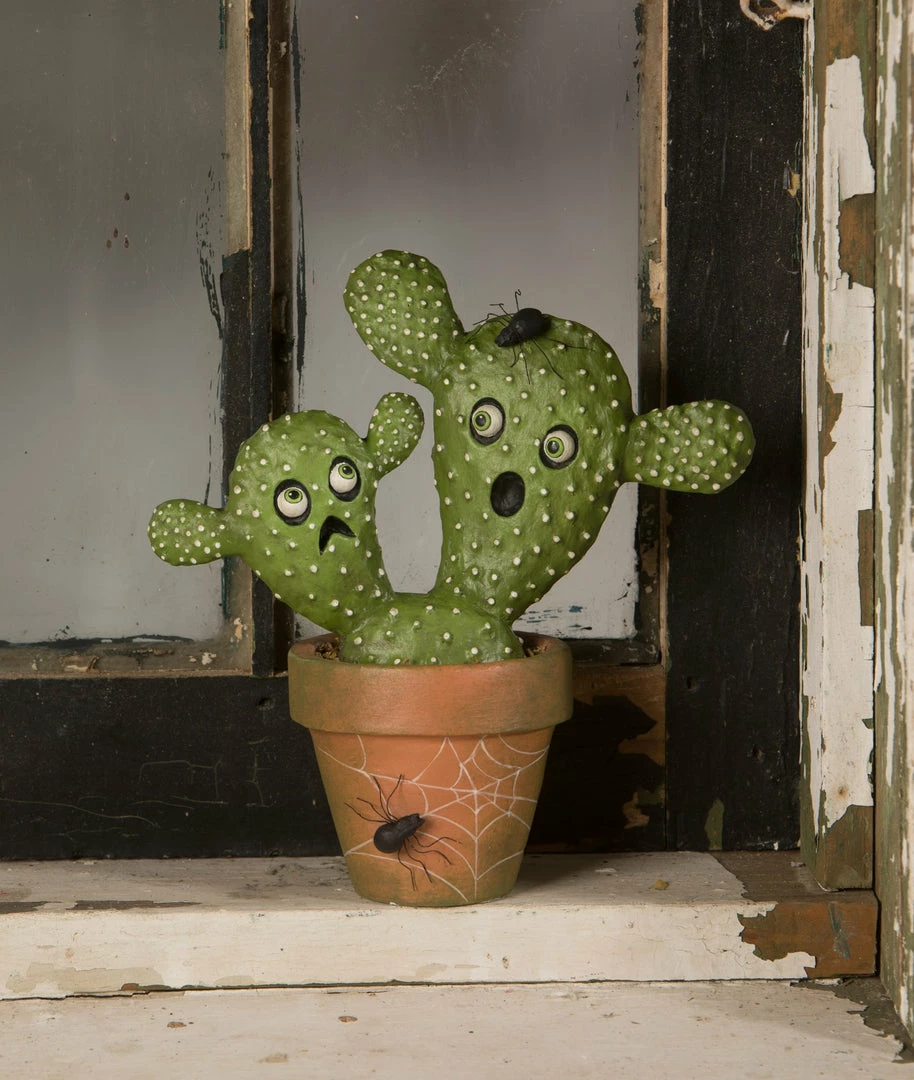 Bethany Lowe Potted Ghostly Cacti New! 3 Bethany Lowe Potted Ghostly Cacti New!
