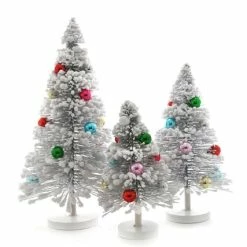 Cody Foster New! Powdered Snow Covered Bristle Trees With Multi Color Balls
