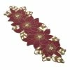 Saro Gold & Red Beaded Poinsettia Runner