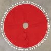 Ragon House New! Red Tree Skirt With White Pom Poms, 28" 2 Ragon House New! Red Tree Skirt With White Pom Poms, 28"