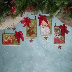 Bethany Lowe Retro Christmas Postcard Ornaments