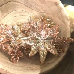 One Hundred 80 Degrees Christmas Glitter Filled Rose Gold Snowflake And Star Ornaments & Bowl Fillers
