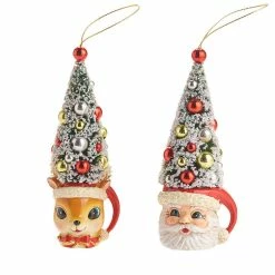 Raz Santa And Reindeer Tree Ornaments New!