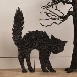 Bethany Lowe New! Scaredy Cat Silhouette, Glittered