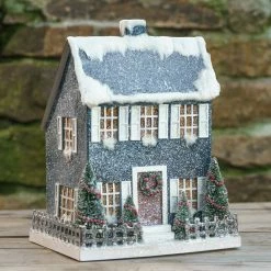 Ragon House New! Saltbox Putz House, Slate Blue