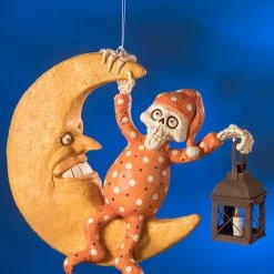 Bethany Lowe Sleepy Skelly On Moon