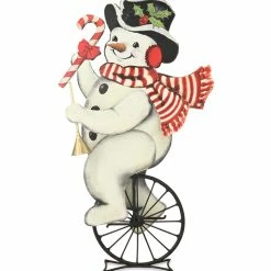 Bethany Lowe Retro Snowman On Unicycle New!