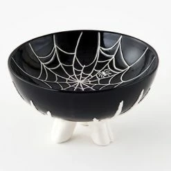 One Hundred 80 Degrees Spiderweb Treat Bowl With Skeleton Hands New!