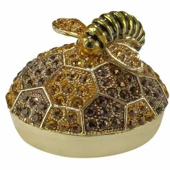 TheHolidayBarn.com New! Sweet Honeycomb Jeweled Trinket Box With Bee