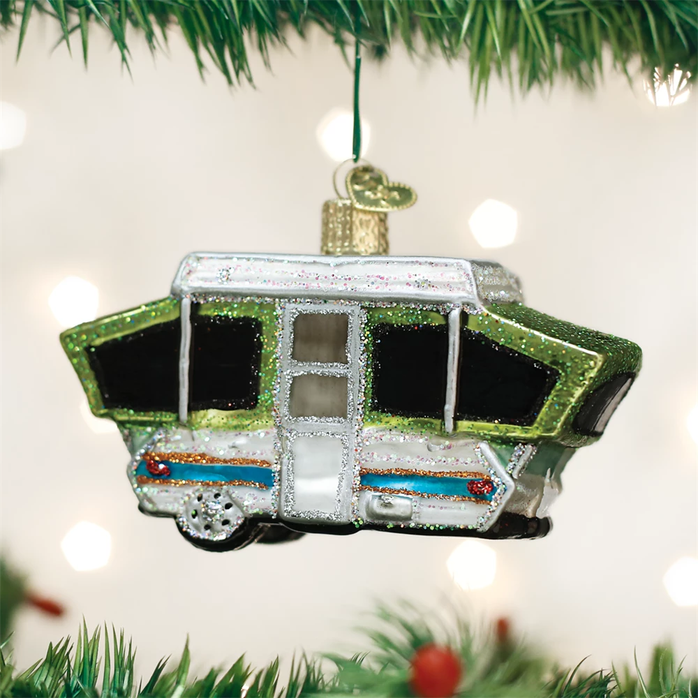 Old World Christmas Tent Camper Ornament 3 Old World Christmas Tent Camper Ornament