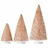 Raz New! Flocked Pink Bottle Brush Trees With Gold Glitter