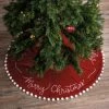 Primitives By Kathy Velvet Merry Christmas Tree Skirt With Pom Poms