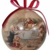 ShiShi Victorian Christmas Decoupage Ball Ornament, Santa's Airplane Delivery