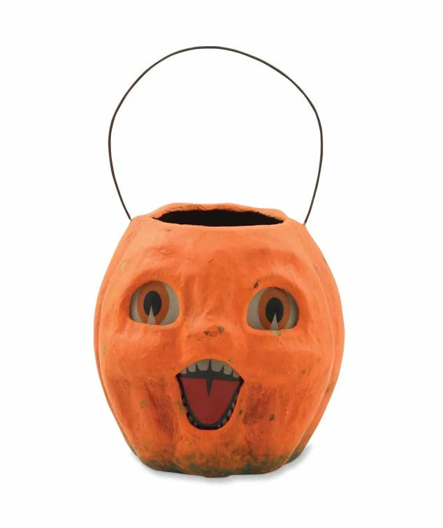 Bethany Lowe Vintage Pumpkin Bucket - Paper Mache 3 Bethany Lowe Vintage Pumpkin Bucket - Paper Mache