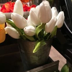 K&K Interiors New! Faux White Tulip Bunch