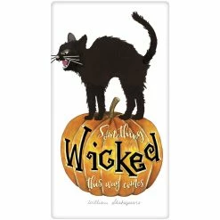 Mary Lake-Thompson Wicked Black Cat On Pumpkin Towel