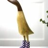 Dcuk New! Wooden Duck With Purple Welly Boots, Large